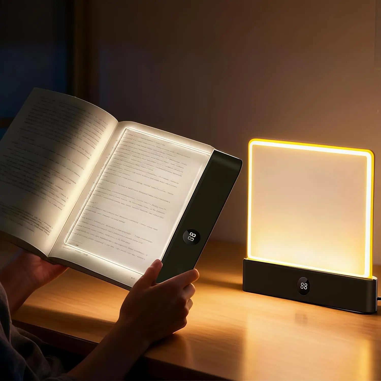 Smart LED Reading Light, Book Lamp Box, Rechargeable Transparent LED Flat Reading Light, with Timer, Doodle Desktop Study Light, the Dream Light for Quiet Readers.